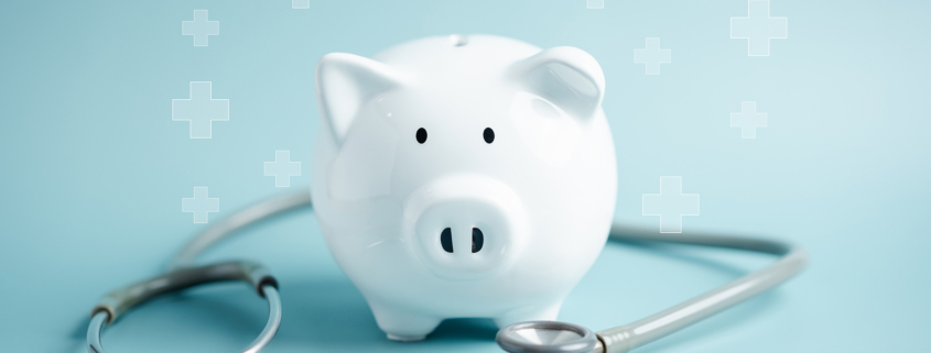 Piggy Bank With Stethoscope. Money Health Check Concept. Health