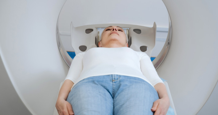 patient lying on the examination table